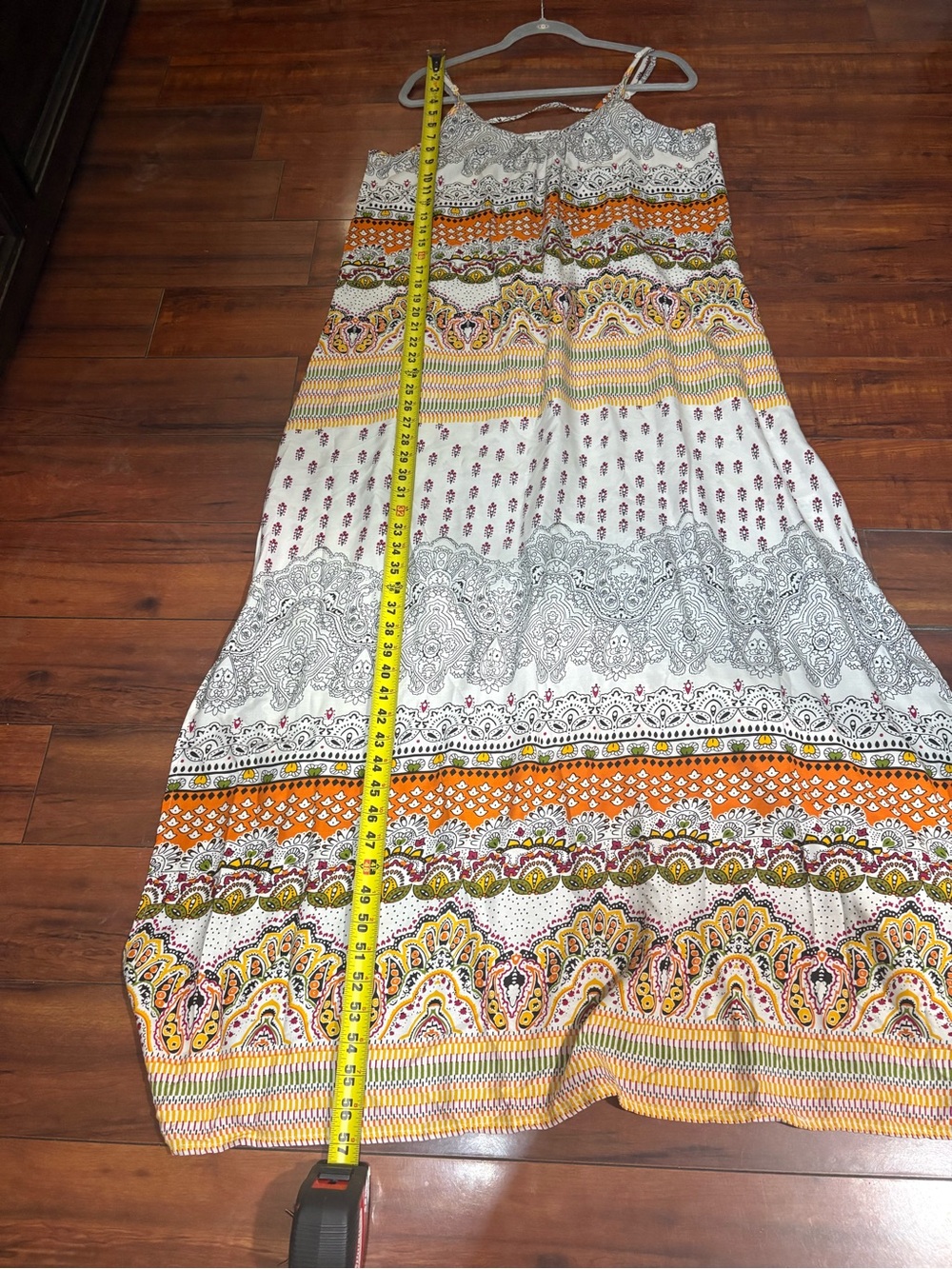 Sleeveless Printed Maxi Dress in Cream and Orange size M NWT - Picture 5 of 12